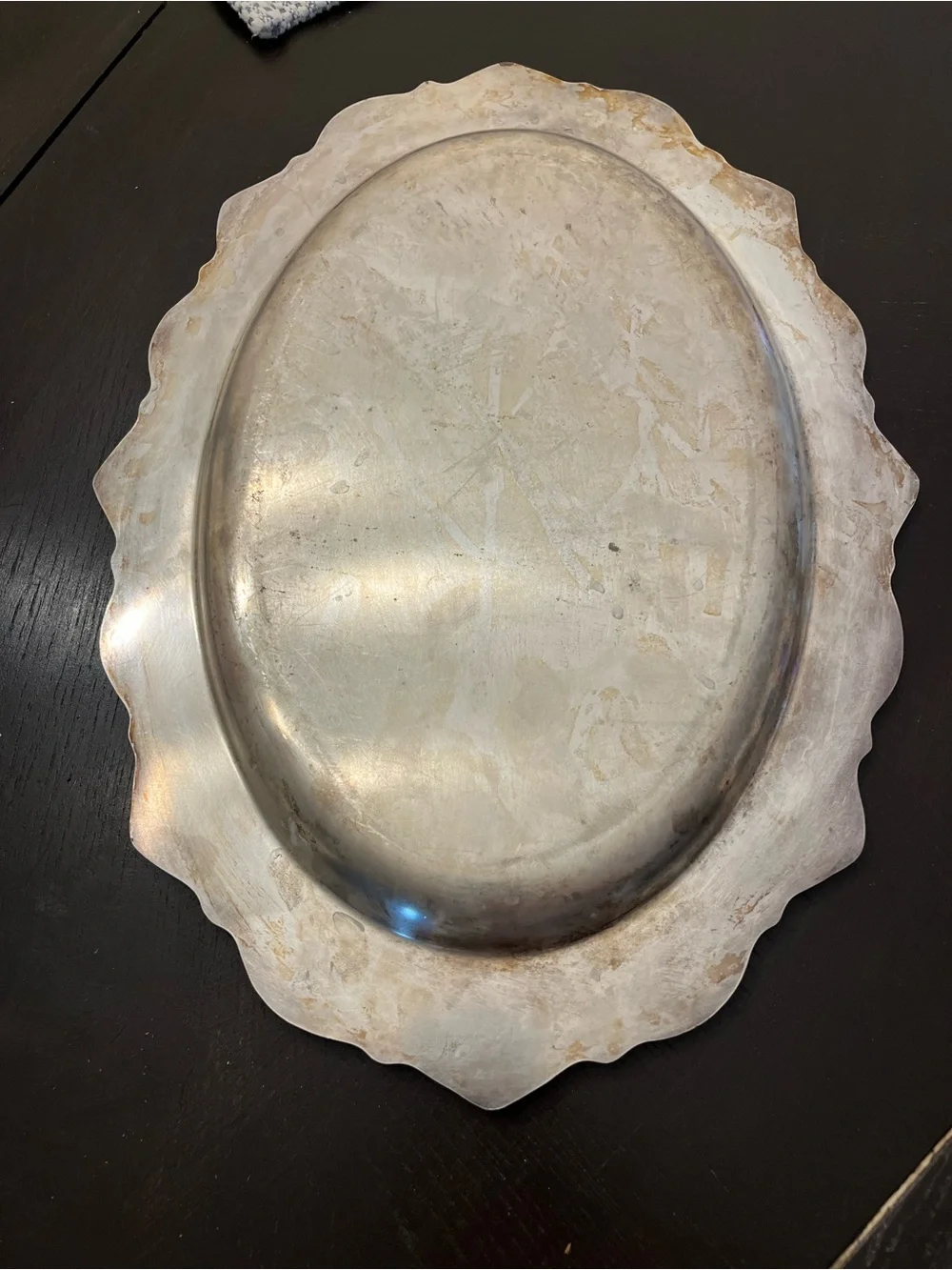 Ornate Silver Serving Platter - Decorative Edge